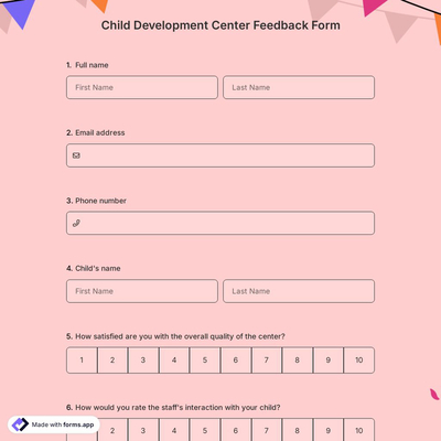 Child Development Center Feedback Form