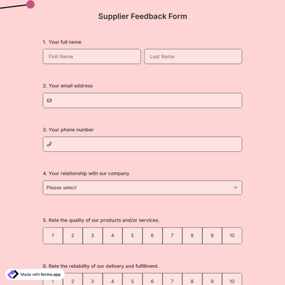 Supplier Feedback Form