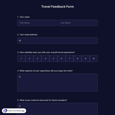Travel Feedback Form