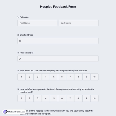 Hospice Feedback Form