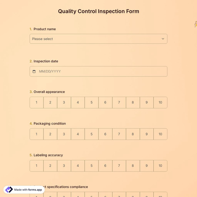 Quality Control Inspection Form
