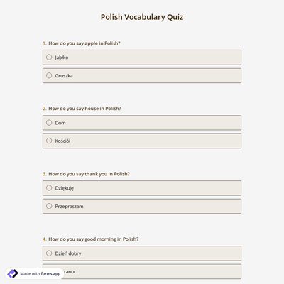 Polish Vocabulary Quiz