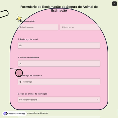 Formulário de Reclamação de Seguro de Animal de Estimação