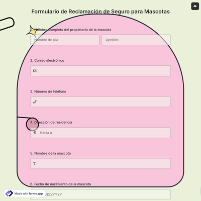 Formulario de Reclamación de Seguro para Mascotas