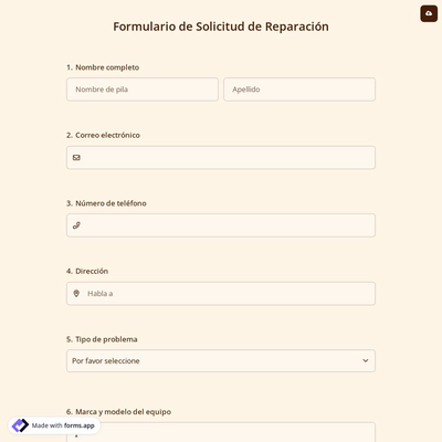 Formulario de Solicitud de Reparación