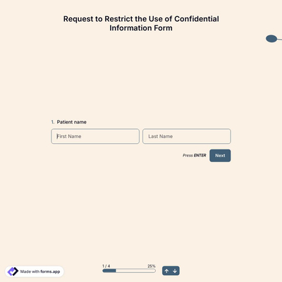 Request to Restrict the Use of Confidential Information Form
