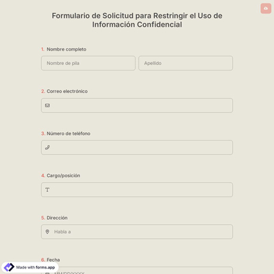 Formulario de Solicitud para Restringir el Uso de Información Confidencial