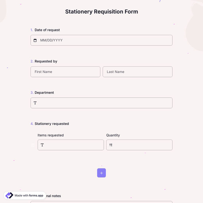 Stationery Requisition Form