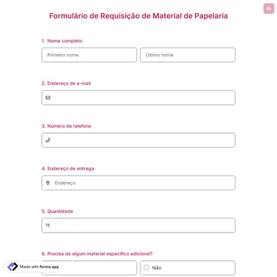 Formulário de Requisição de Material de Papelaria