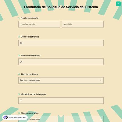 Formulario de Solicitud de Servicio del Sistema
