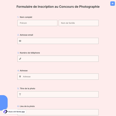 Formulaire de Inscription au Concours de Photographie