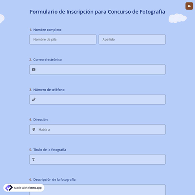 Formulario de Inscripción para Concurso de Fotografía