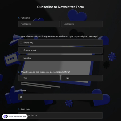 Subscribe to Newsletter Form