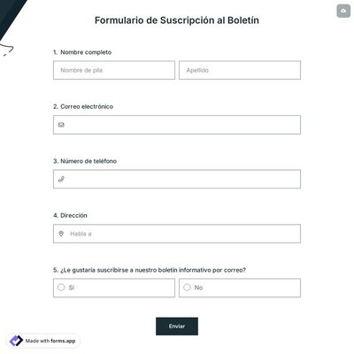 Formulario de Suscripción al Boletín