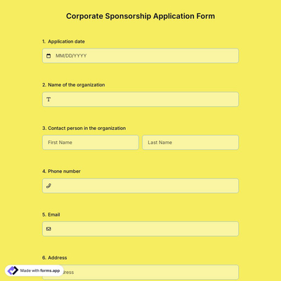 Corporate Sponsorship Application Form