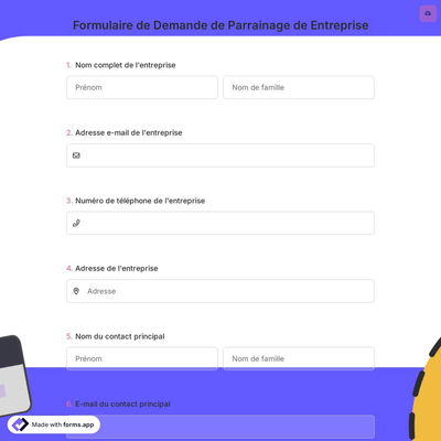 Formulaire de Demande de Parrainage de Entreprise