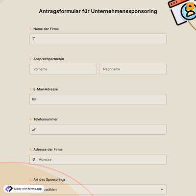 Antragsformular für Unternehmenssponsoring