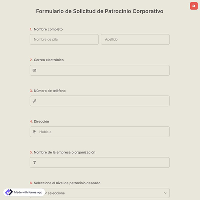 Formulario de Solicitud de Patrocinio Corporativo