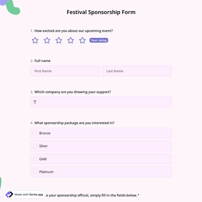 Festival Sponsorship Form