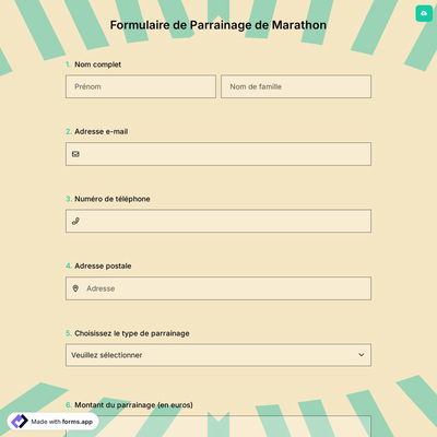 Formulaire de Parrainage de Marathon