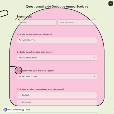 Questionnaire de Début de Année Scolaire