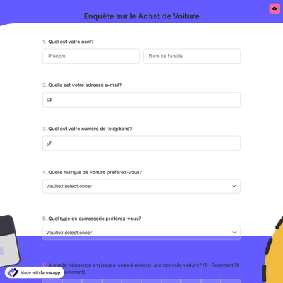 Enquête sur le Achat de Voiture