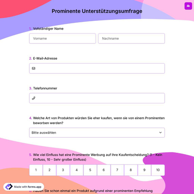 Prominente Unterstützungsumfrage