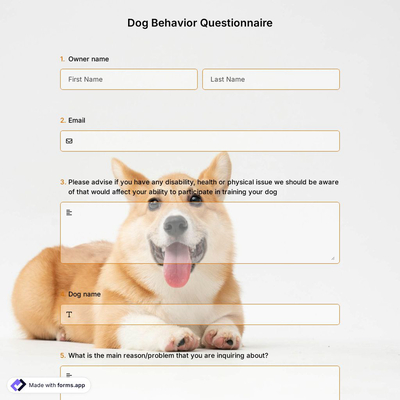 Dog Behavior Questionnaire