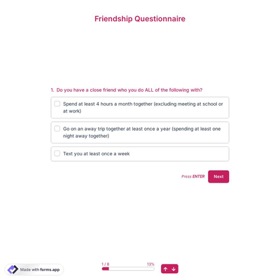 Friendship Questionnaire