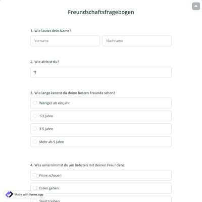 Freundschaftsfragebogen
