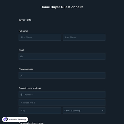 Home Buyer Questionnaire