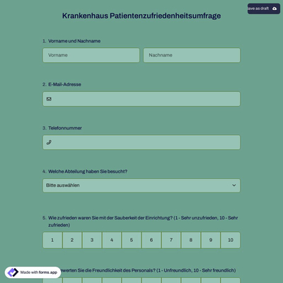 Krankenhaus Patientenzufriedenheitsumfrage