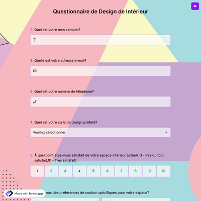 Questionnaire de Design de Intérieur