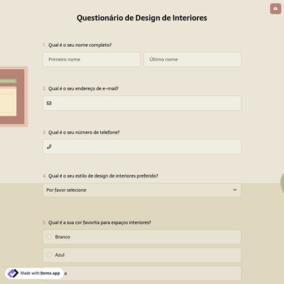 Questionário de Design de Interiores