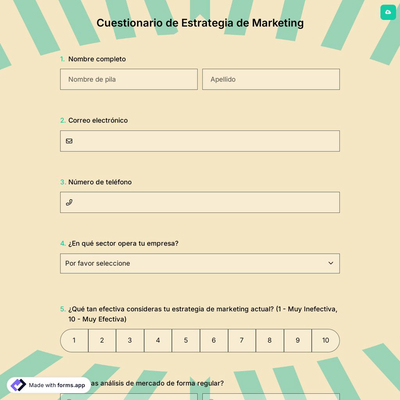 Cuestionario de Estrategia de Marketing