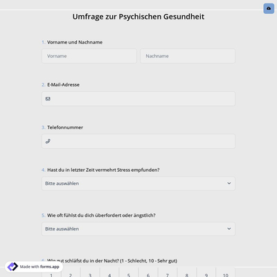 Umfrage zur Psychischen Gesundheit