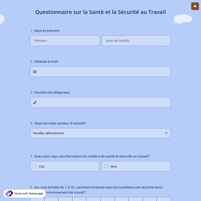 Questionnaire sur la Santé et la Sécurité au Travail