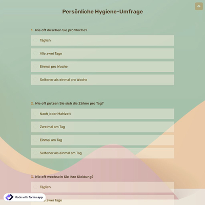 Persönliche Hygiene-Umfrage