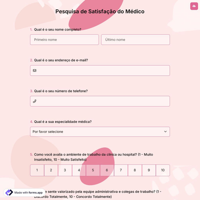 Pesquisa de Satisfação do Médico