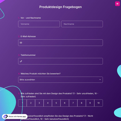 Produktdesign Fragebogen