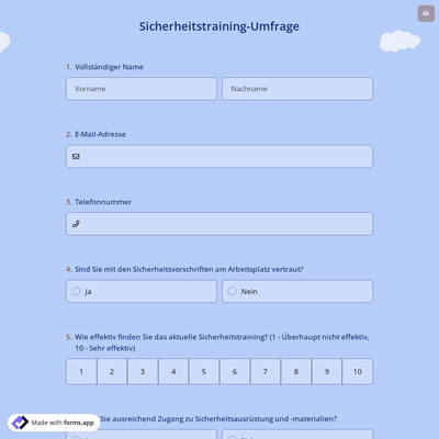 Sicherheitstraining-Umfrage