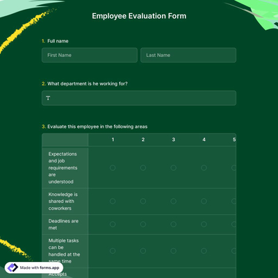 Online Employee Evaluation Form