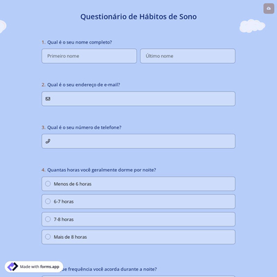 Questionário de Hábitos de Sono