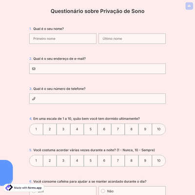 Questionário sobre Privação de Sono