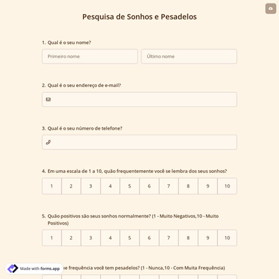 Pesquisa de Sonhos e Pesadelos