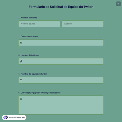 Formulario de Solicitud de Equipo de Twitch