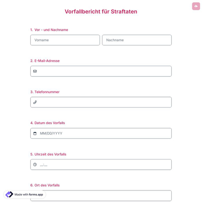 Vorfallbericht für Straftaten