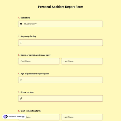 Personal Accident Claim Form