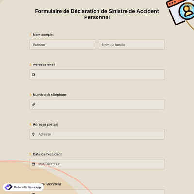 Formulaire de Déclaration de Sinistre de Accident Personnel