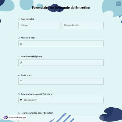Formulaire de Demande de Entretien